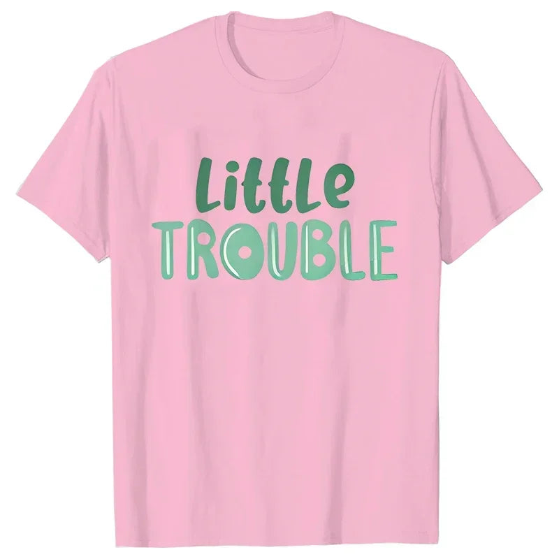 Big Trouble Little Trouble Father & Son/Daughter Matching T-Shirt – Funny Graphic Y2K Tops - Premium T-Shirt from Lizard Vigilante - Just $18.88! Shop now at Lizard Vigilante