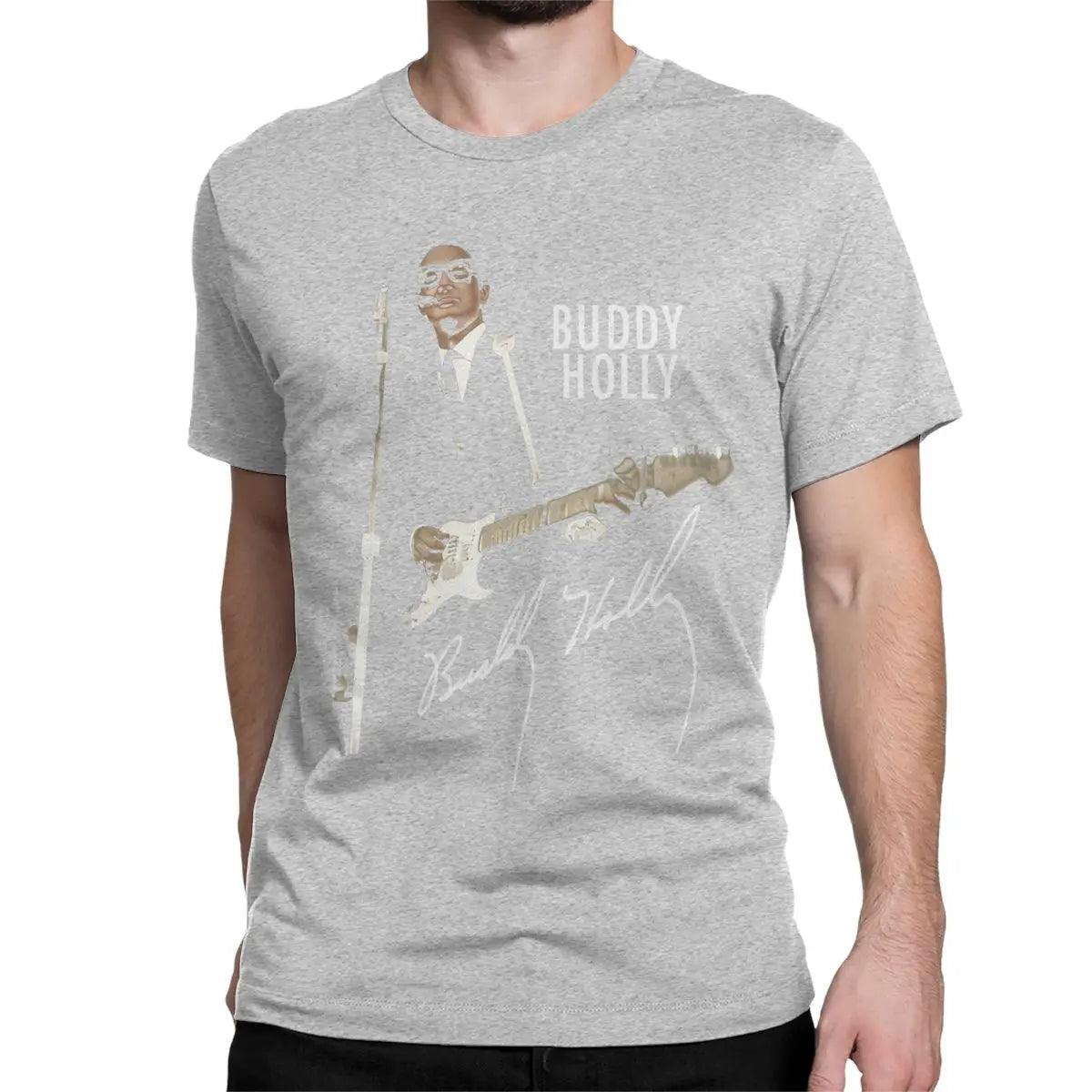 Buddy Holly Rocker Men Women T Shirts Rock Leisure Tee Shirt Short Sleeve Round Collar T-Shirts 100% Cotton Gift Idea Clothes - Lizard Vigilante