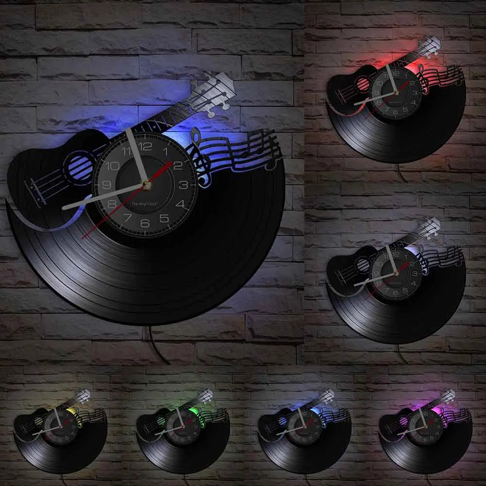 Guitar Player Vinyl Record Wall Clock: The Rock Music Instrument Wall Art for Your Living Room
