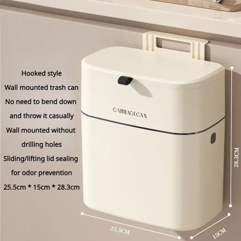 Fashionable Household Garbage Bin Hanging Garbage Bin Large Capacity Square Design Toilet Garbage Bin Convenient Clamshell Cover