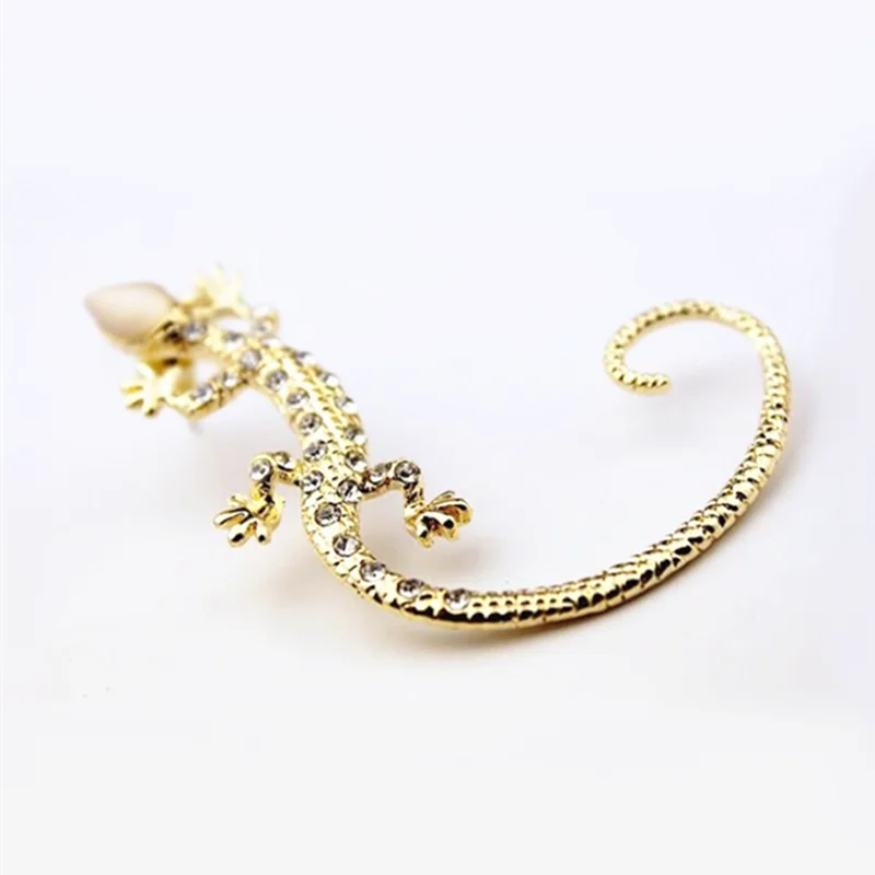 Fashion Rhinestone Gecko Ear Cuff Earrings – Exaggerated Lizard Design in Rose Gold – Luxury Acrylic and Alloy Construction - Premium earrings from Lizard Vigilante - Just $21.08! Shop now at Lizard Vigilante