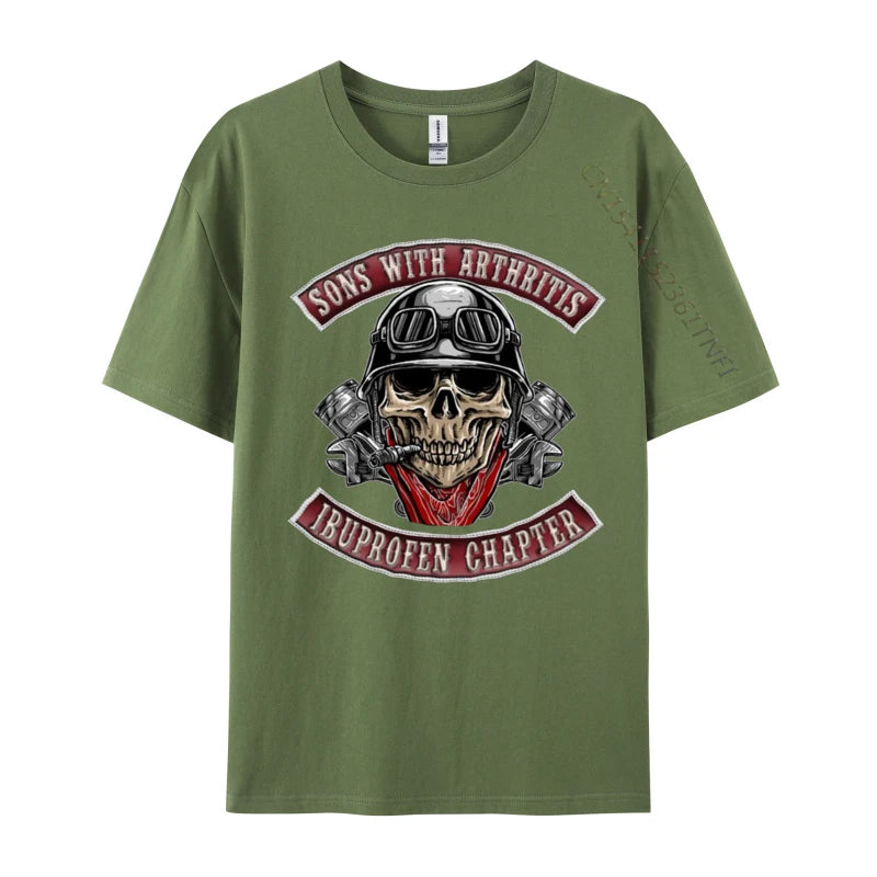 Sons With Arthritis Ibuprofen Chapter Funny Biker Skull T-Shirt – 100% Premium Cotton - Premium T-Shirt from Lizard Vigilante - Just $25.88! Shop now at Lizard Vigilante