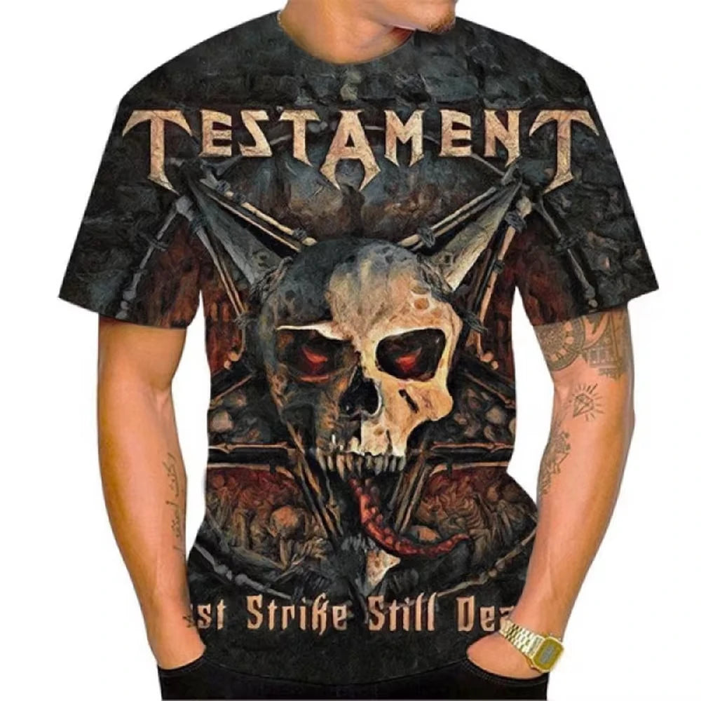 Testament T Shirt 3d Printed Men's Heavy Metal Band Fashion Oversized Streetwear Casual Harajuku Short Sleeve Unisex Clothing - Premium T-Shirt from Lizard Vigilante - Just $23.99! Shop now at Lizard Vigilante