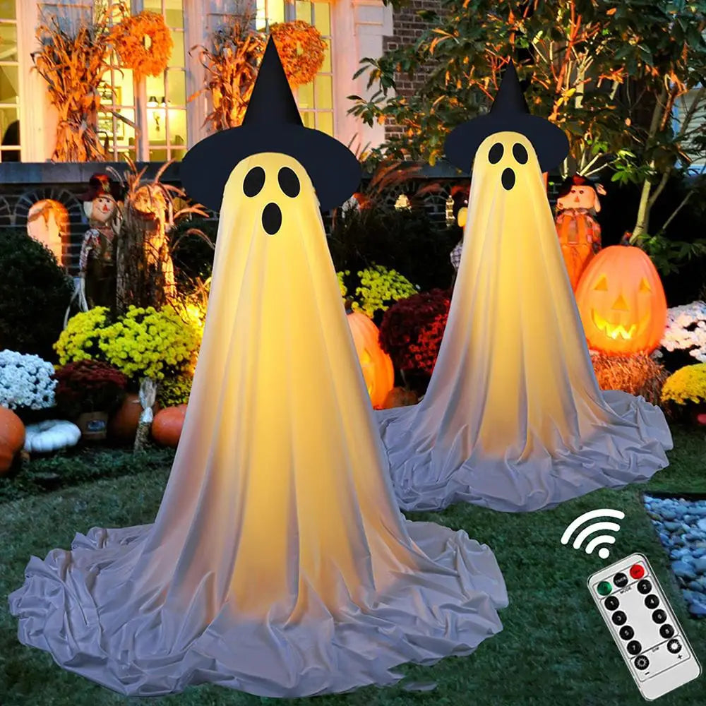 Lighted Spooky Ghost Decor Scary Standing Ghost with LED String Lights Home Porch Garden Yard Lawn Party Halloween Decorations