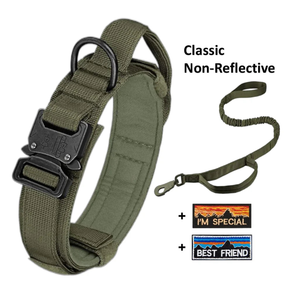 Durable Tactical Dog Collar and Leash Set – Adjustable, Padded, Reflective Military Training Collar for Medium to Large Dogs - Premium collar from Lizard Vigilante - Just $22.99! Shop now at Lizard Vigilante