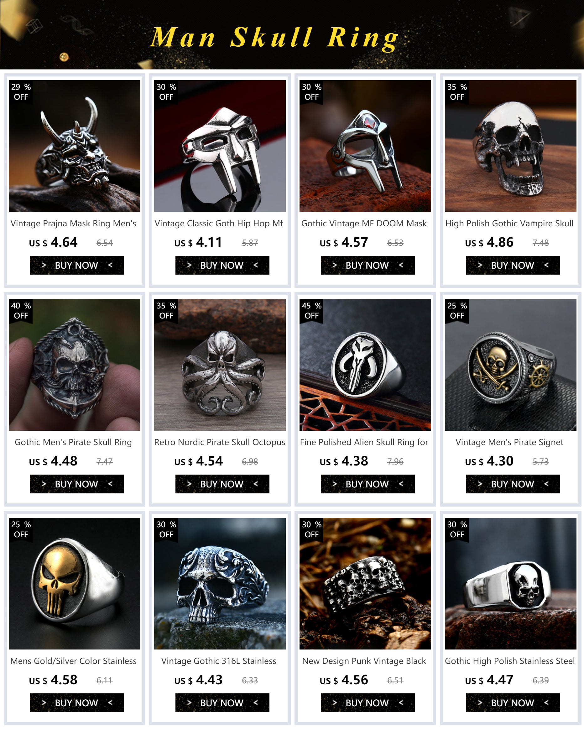 Punk Hip Hop Men's Lucky Number 13 Ring - Retro Black Stainless Steel Gothic Skull Biker Jewelry - Premium ring from Lizard Vigilante - Just $19.99! Shop now at Lizard Vigilante