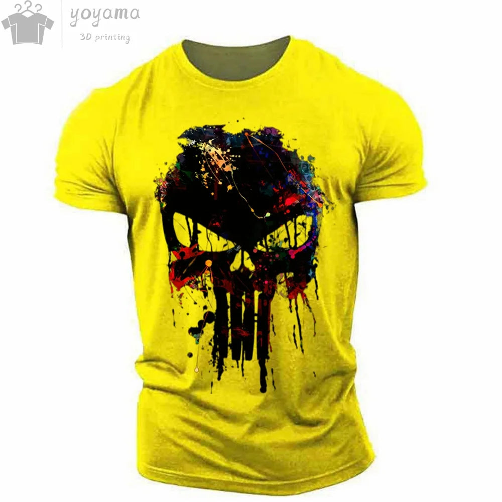 Men's T Shirt 3d Print Military Patriotic Skull O-Neck T Shirt Oversized T-Shirt Short-Sleeved Tee Sportswear Men's Clothing Top - Premium t-shirt from Lizard Vigilante - Just $23.88! Shop now at Lizard Vigilante