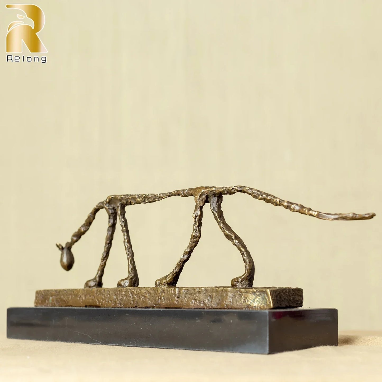 Bronze Cat Statue Abstract Cat Sculpture Classical Giacometti Art Reproduction Skeleton Animal Statue For Home Decor Collection