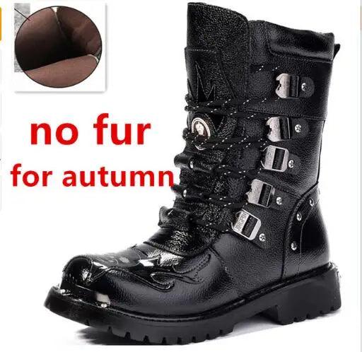 Winter Men Motorcycle Boots New Fashion Mid-Calf Punk Rock Punk Shoes Mens Genuine Leather Black High Top Mens Casual Boot 38-46 - Lizard Vigilante