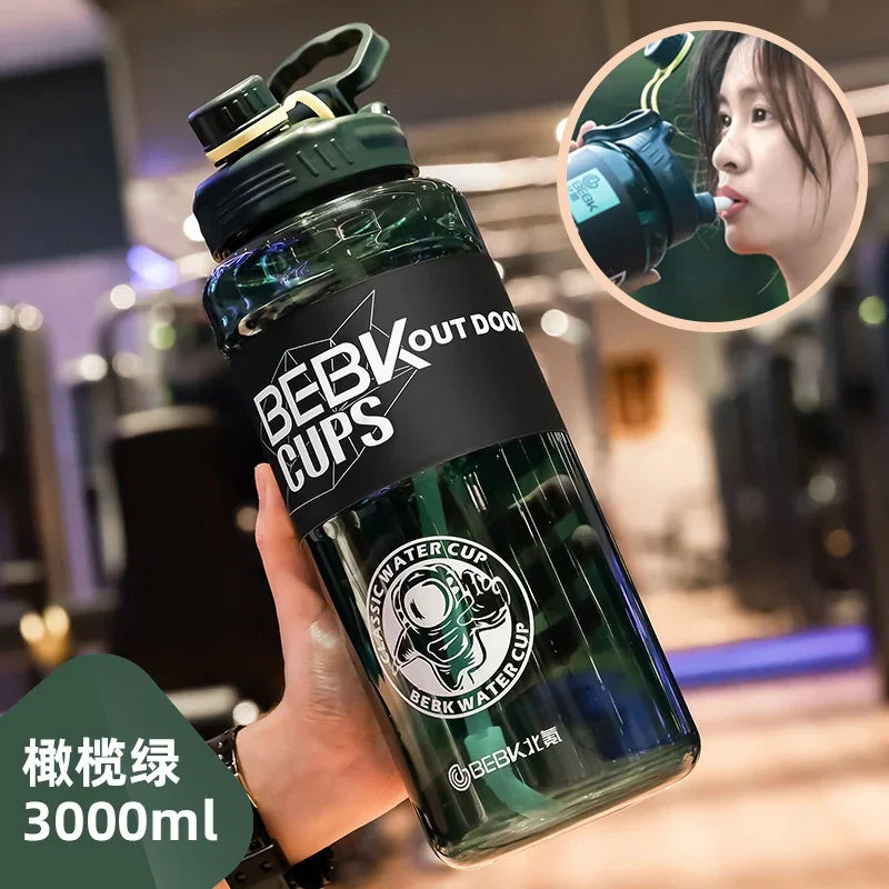 Sturdy 2l 3l Gym Water Bottle With Straw – Bpa Free Travel Jug For Sports, School, And Heavy Metal Hydration