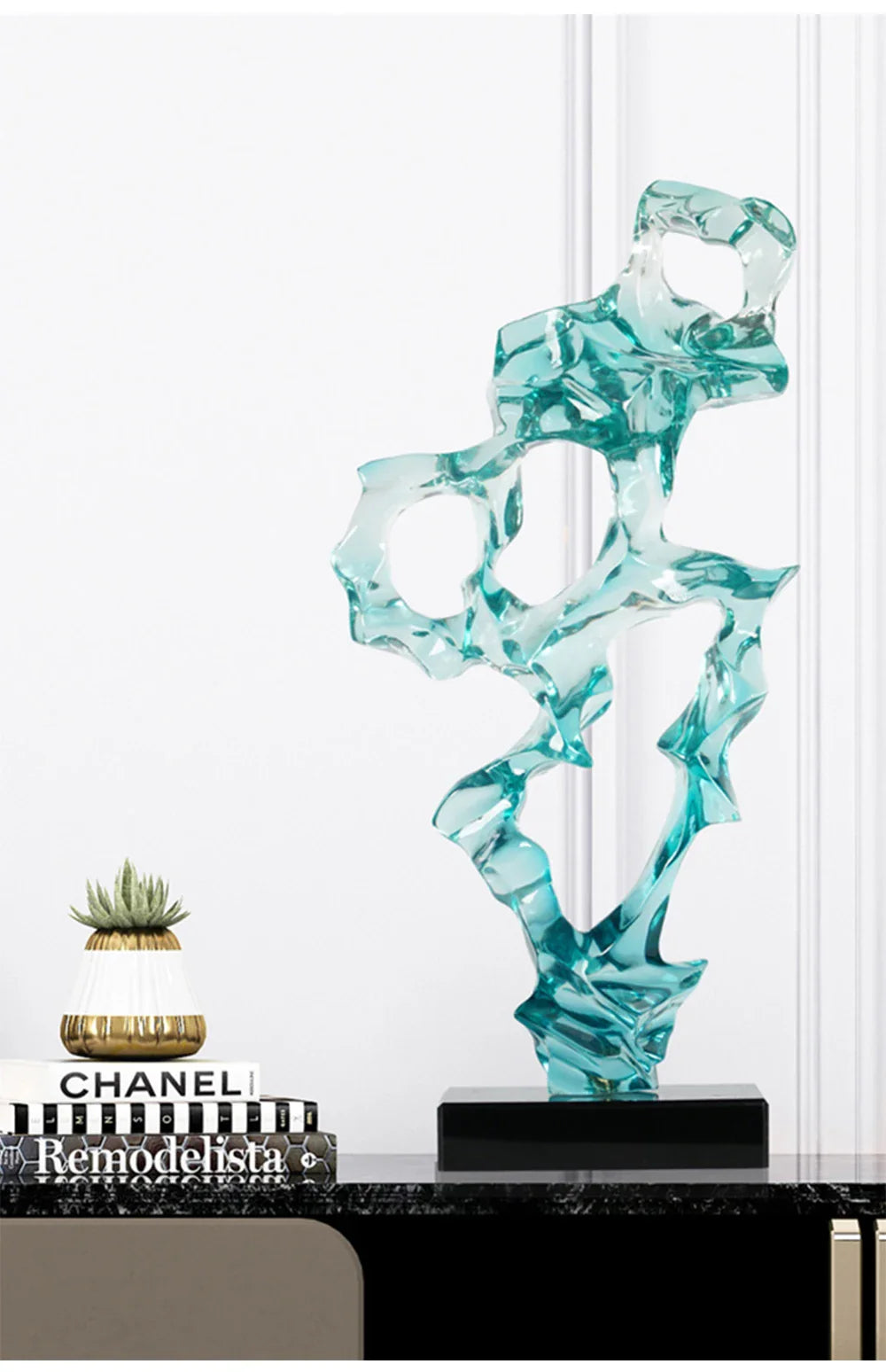Abstract Art Sculpture Electroplating Transparent Resin Craft Model Modern Home Decor LivingRoom Office Desktop Statue Ornaments