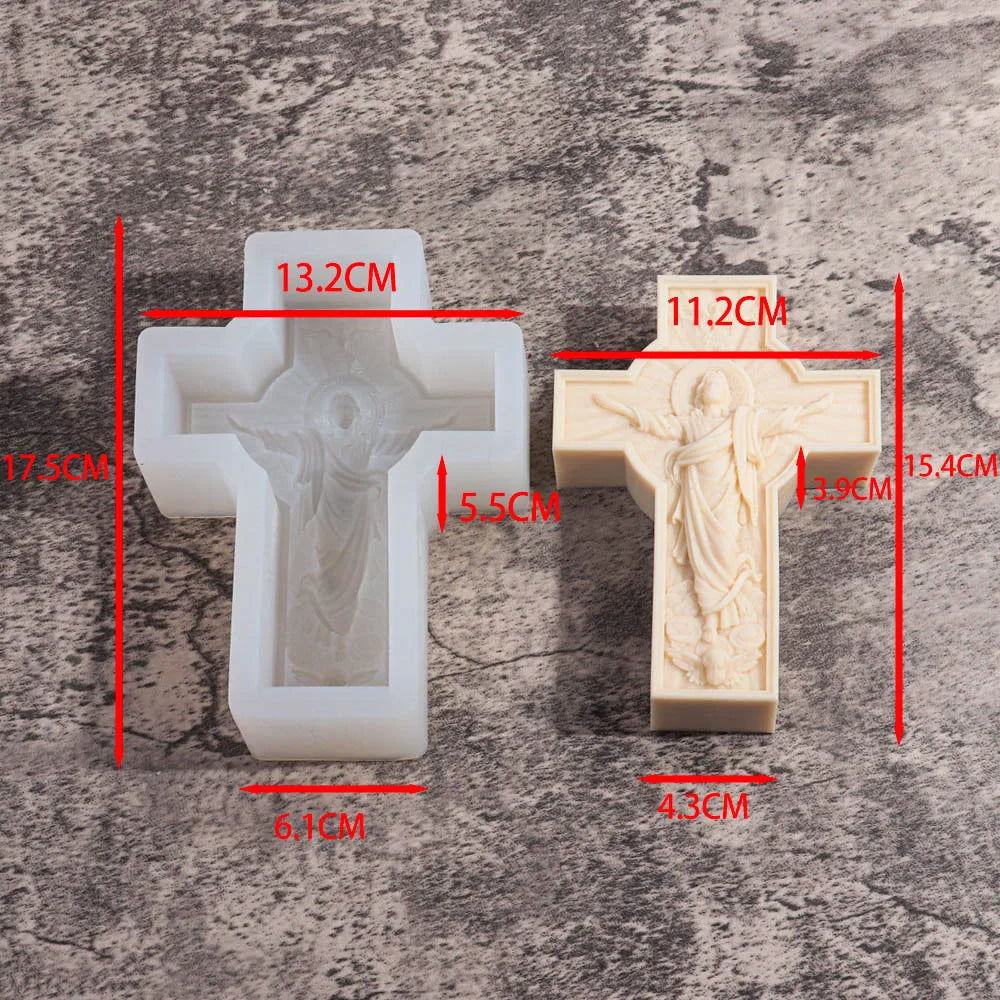 Jesus Cross Sculpture Candle Silicone Mold Human Portrait Abstract Scented Candle Plaster Resin Mould Greek Mythology Home Decor