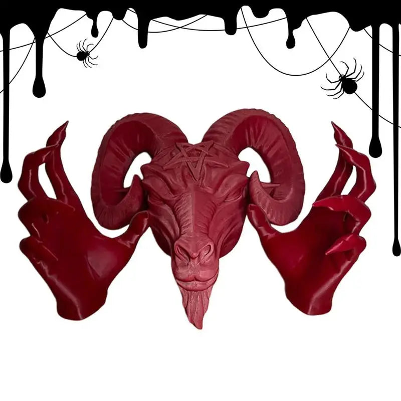 Devils Goat Baphomet Statue Resin Baphomet Head and Hands Statue Gothic Satanic Goat Ornament Religious Sculpture Ornament