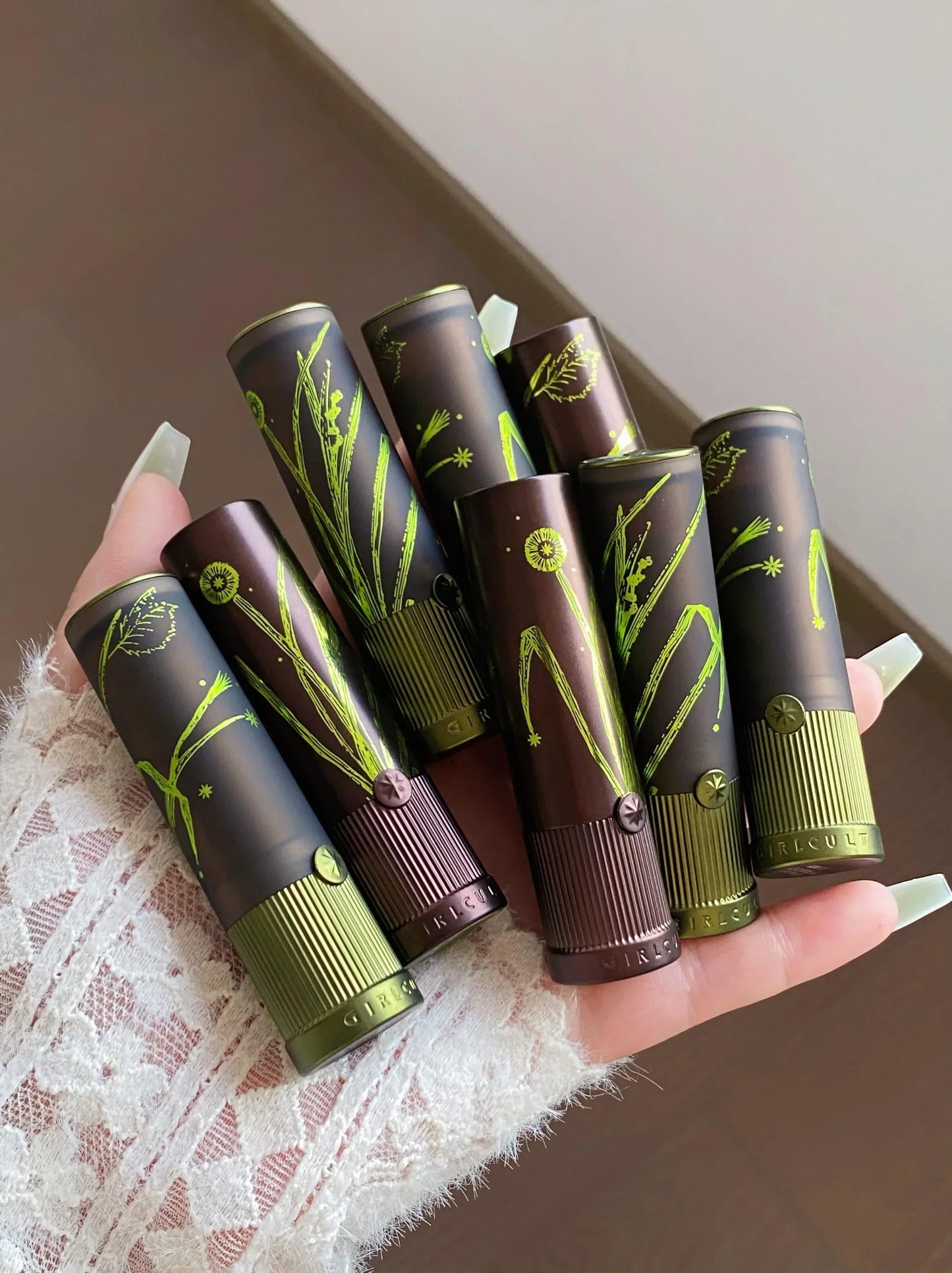 Girlcult Herbal Compendium Lipstick Matte Velvet Lip Clay Green Shimmer Lipgloss Moisturizing Longlasting Nostickup