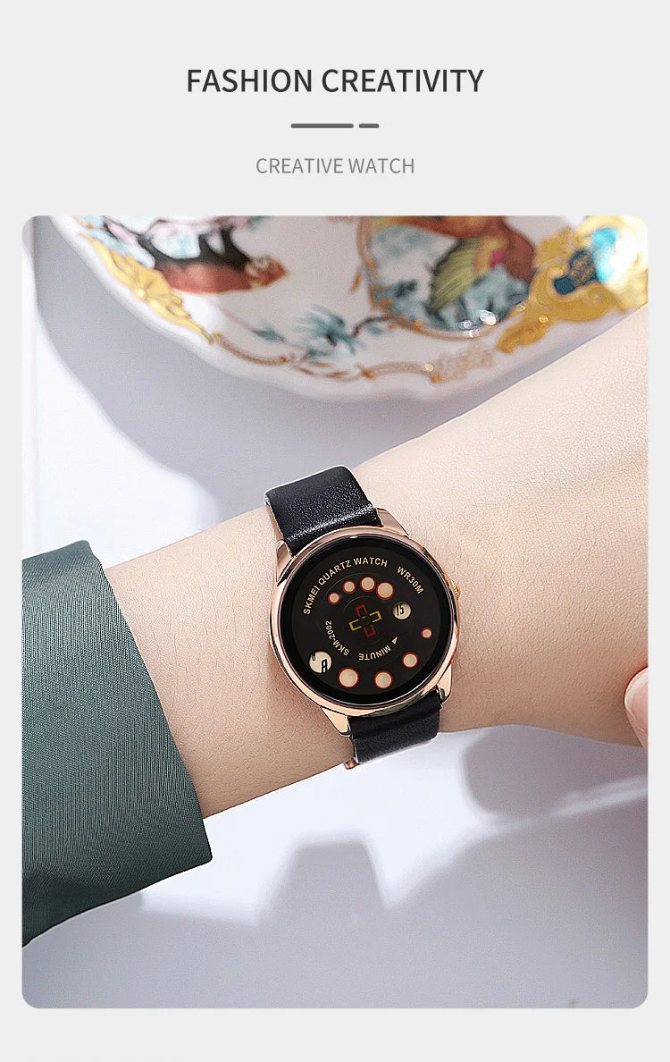 SKMEI Relogio Feminino New Creative Time Display Quartz Women Watches Top Brand Luxury Leather Bracelet Hour Ladies Wristwatch - Premium  from Lizard Vigilante - Just $19.99! Shop now at Lizard Vigilante