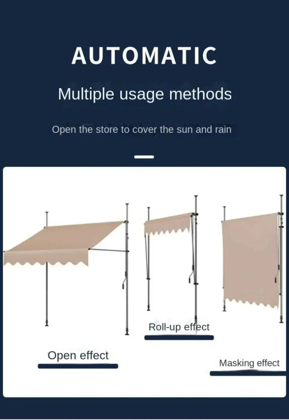 Awnings Rain and Snow Resistant UV Resistant Folding and Telescopic Canopy Tent Outdoor Garden Balcony Roof Courtyard Sunshade