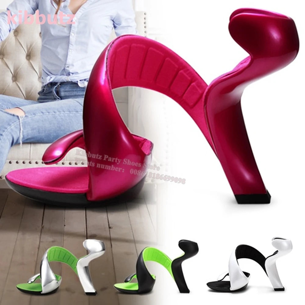 Strange Heels Slippers Clip Toe Twist Patent Leather Solid Color Slip-On Fashion Runaway Show Novelty Concise Sexy Summer Shoes - Premium sandals from Lizard Vigilante - Just $142.99! Shop now at Lizard Vigilante