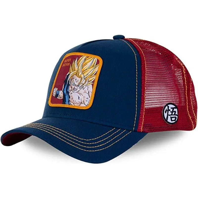 New Dragon Ball Trucker Hat Son Goku Cap Summer Travel Peaked Cap Men's Embroidery Hip-Hop Cap Style Sun Visor Adjustable Mesh - Premium cap from Lizard Vigilante - Just $4.99! Shop now at Lizard Vigilante