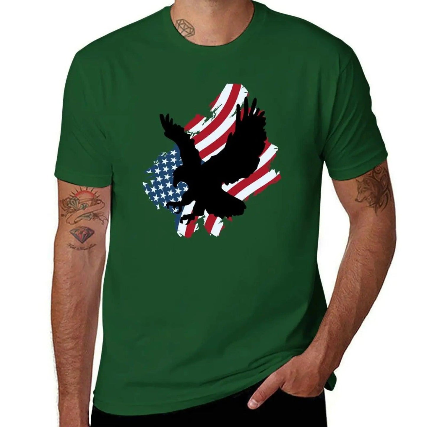 Eagle Distressed USA Flag T-Shirt Boys Animal Print Fashion Mens Clothing - Lizard Vigilante