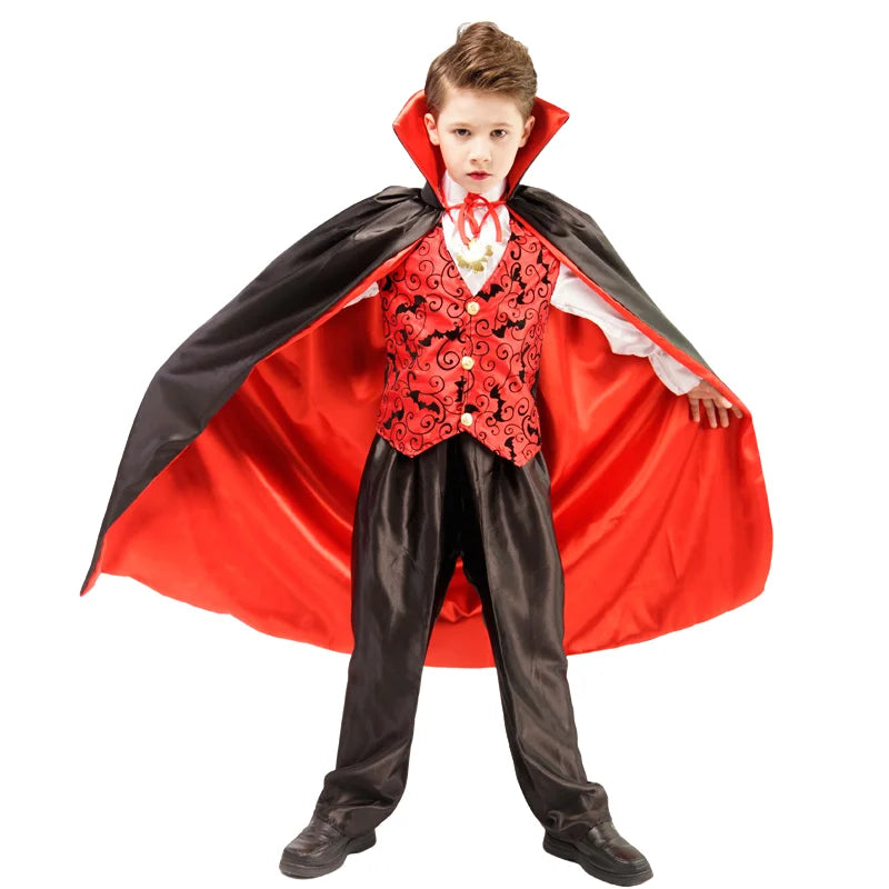 Halloween Children Cosplay Vampire Costume Horror Holiday Party Carnival Funny Clothes Boy Black Stage Costume Cloak Suit - Premium Cosplay Costumes from Lizard Vigilante - Just $29.88! Shop now at Lizard Vigilante