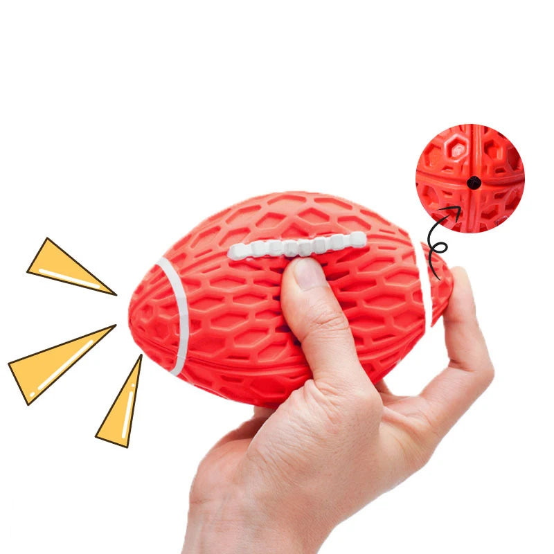 Football Dog Toy Rubber Pet Rugby Squeaky Sounding Ball Teeth Cleaning Chew Toy Interactive Play Pet Supplies Accessories - Premium pet toy from Lizard Vigilante - Just $19.99! Shop now at Lizard Vigilante