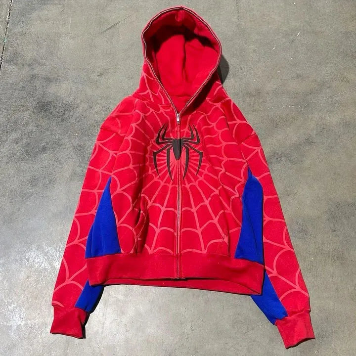 Women's Spider Web Red Hoodie Sweatshirt Harajuku Punk Grunge Women Hip Hop - Premium hoodie from Lizard Vigilante - Just $33.99! Shop now at Lizard Vigilante