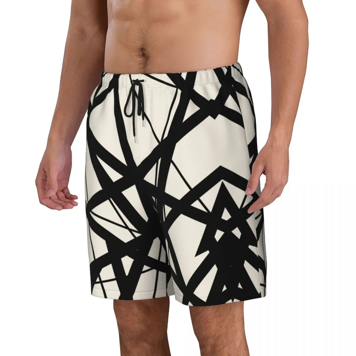 Van Halen Beach Shorts Black & White Swimsuits - Premium shorts from Lizard Vigilante - Just $23.88! Shop now at Lizard Vigilante