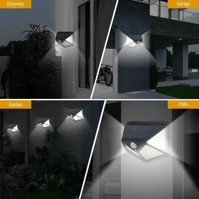 Nightwatch 100LED Solar Street-Style Wall Lights – Motion-Triggered Riot Beam (1–12 Pack)