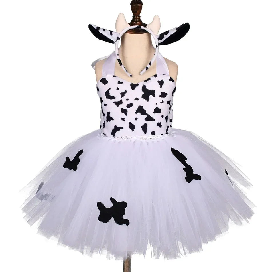 Halloween Animal Cosplay Costume for Children Forest Theme Cows Tiger Giraffe Leopard Zebra Tutu Dresses Performance Dance Sets