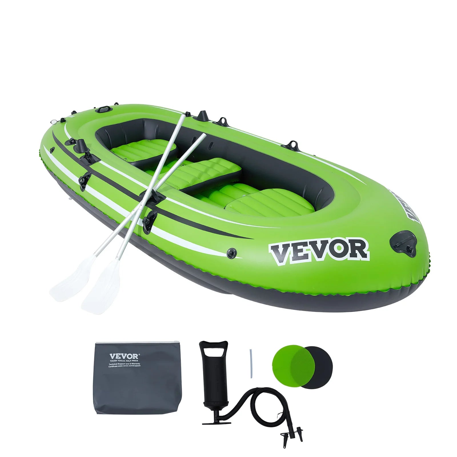 VEVOR Inflatable Boat 4-Person Inflatable Fishing Boat Strong PVC Portable Boat Raft Kayak 45.6" Aluminum Oars High-Output Pump - Premium  from Lizard Vigilante - Just $117.99! Shop now at Lizard Vigilante