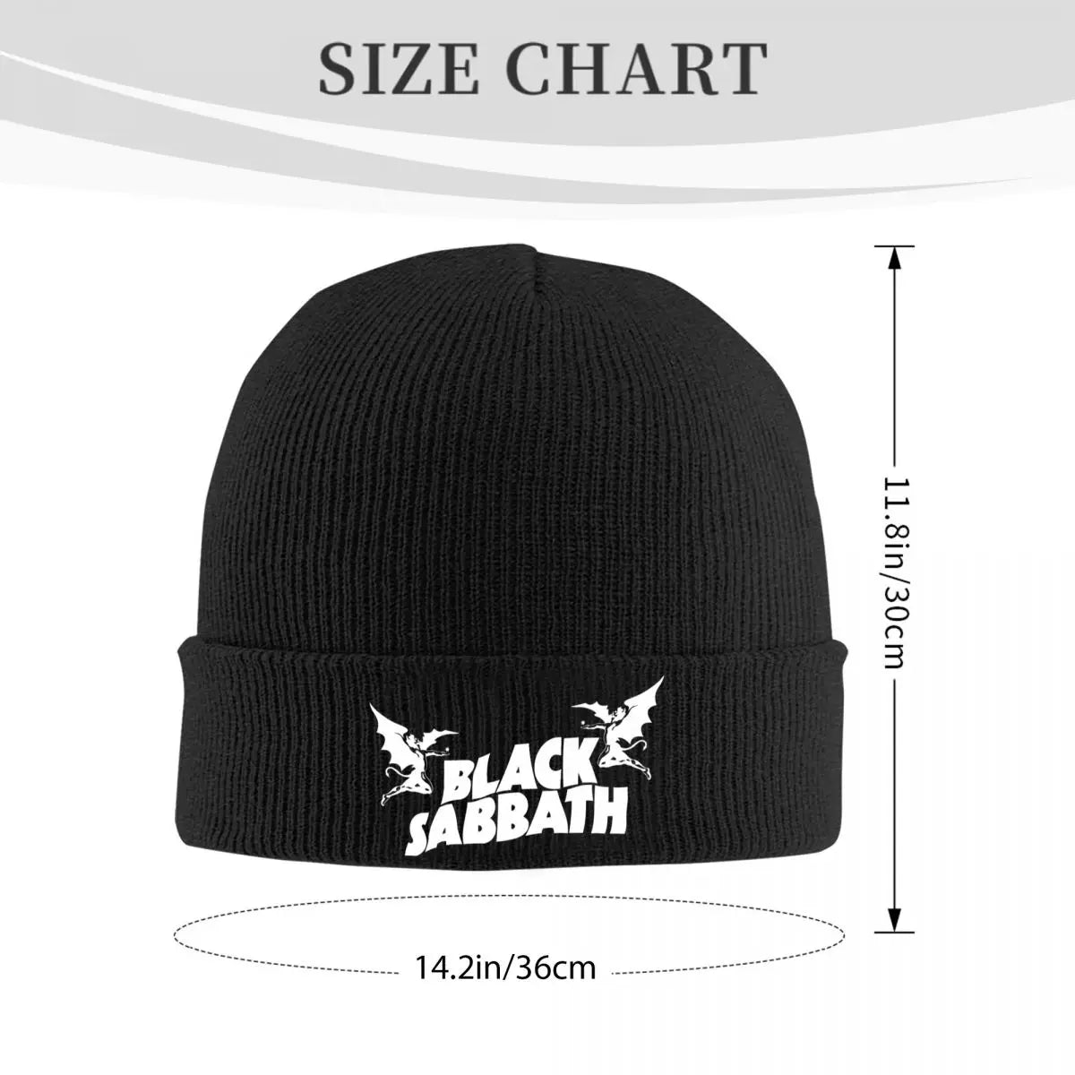 Black Sabbath Knitted Beanie Cap – Unisex Winter Hat for Men & Women, Warm Acrylic Crochet Melon Cap for Outdoor Use - Premium beanie from Lizard Vigilante - Just $21.99! Shop now at Lizard Vigilante