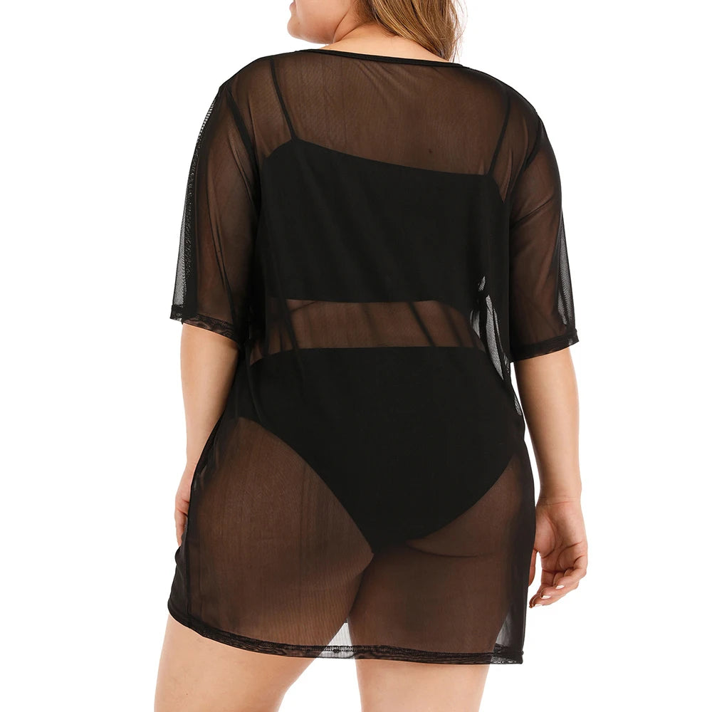 Women Sexy Sheer Cover-up Dress Plus Size See-through Gauze Slim Beach Skirt Bikini Swimwear Breathable Rash Guard Beachwear - Premium beach cover up dresses from Lizard Vigilante - Just $28.88! Shop now at Lizard Vigilante