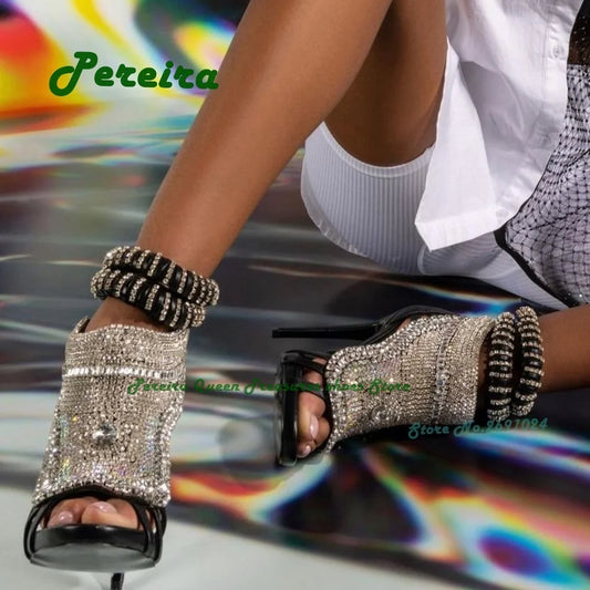 Pereira Black Bejeweled Heeled Sandals: Elevate Your Summer Style - Premium Shoes from Lizard Vigilante - Just $237.99! Shop now at Lizard Vigilante