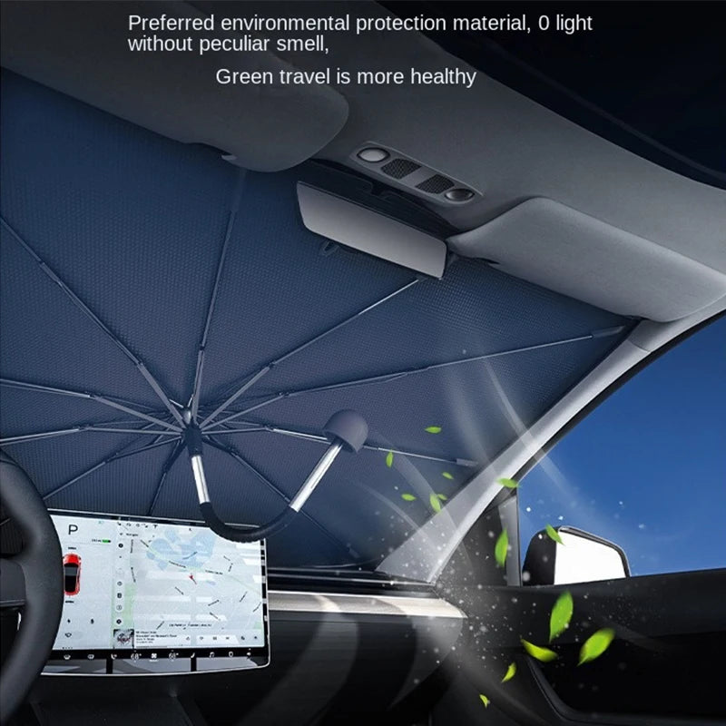 2024 Car Sunshade For Tesla Model 3 Y Highland Umbrella Foldable Front Sunscreen Heat Insulation Front Parasol Car Accessories - Premium auto sunshade from Lizard Vigilante - Just $49.69! Shop now at Lizard Vigilante