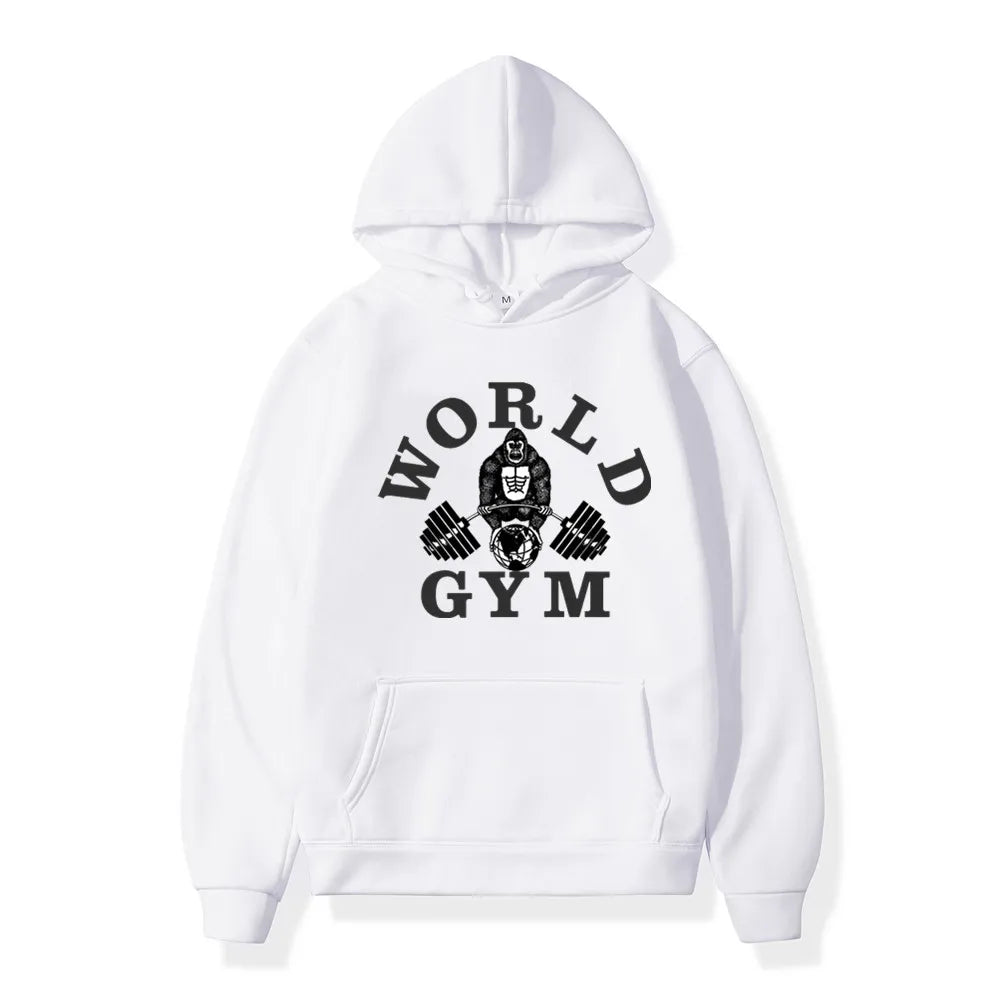 World Gym Harajuku Fleece Hoodie – Hip Hop Streetwear Pullover For Men And Women