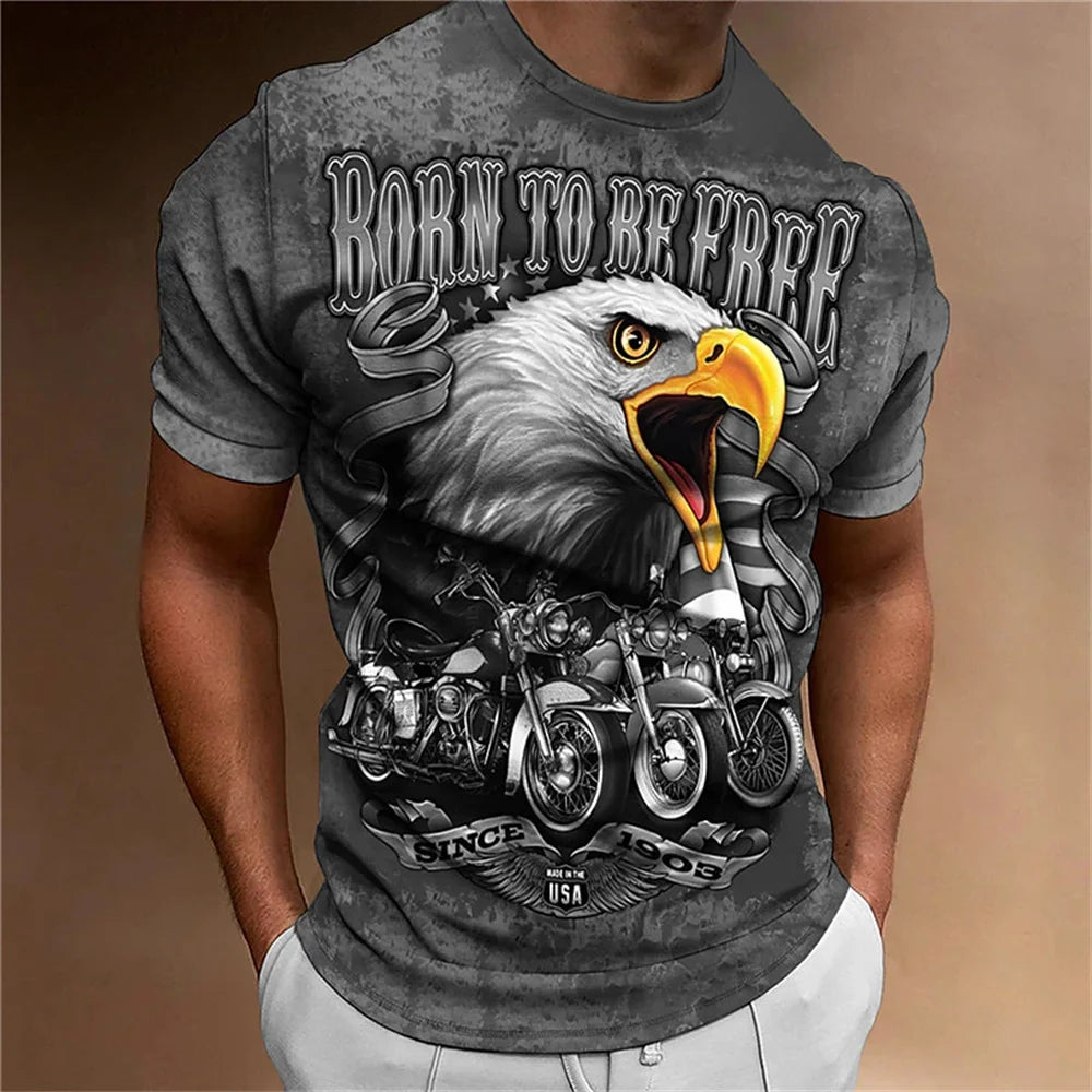 Eagle Motorcycle Retro T-Shirt | Vintage Bike Tee - Premium T-Shirt from Lizard Vigilante - Just $22.99! Shop now at Lizard Vigilante