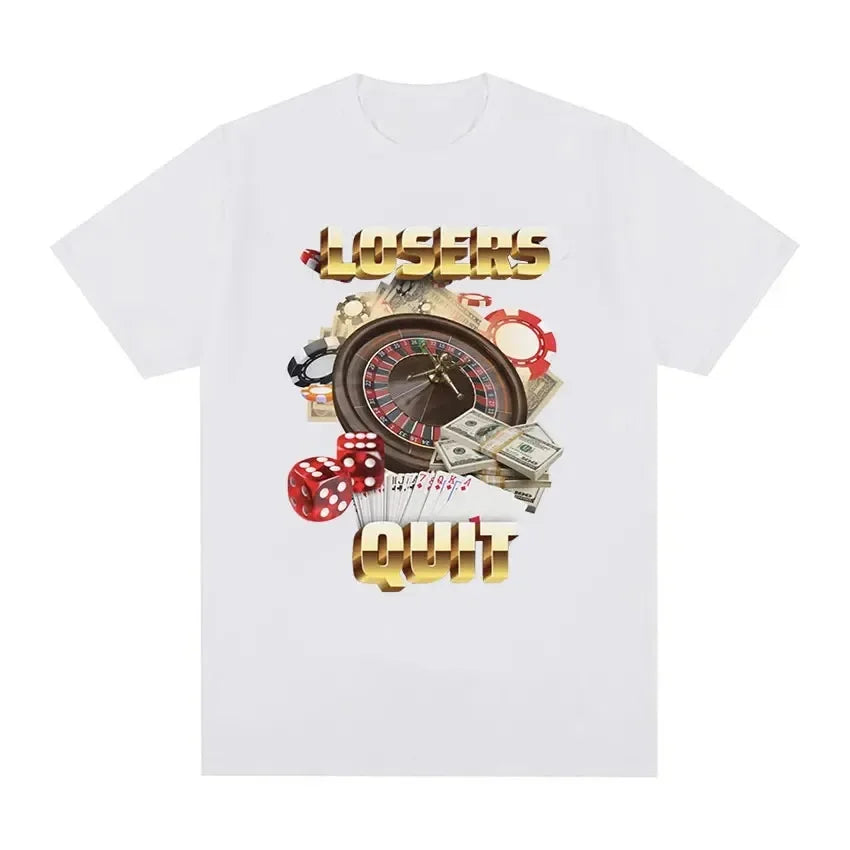 Losers Quit Gambling Meme Oversized Vintage T-Shirt – Unisex Cotton Casual Graphic Tee - Premium tee from Lizard Vigilante - Just $23.88! Shop now at Lizard Vigilante