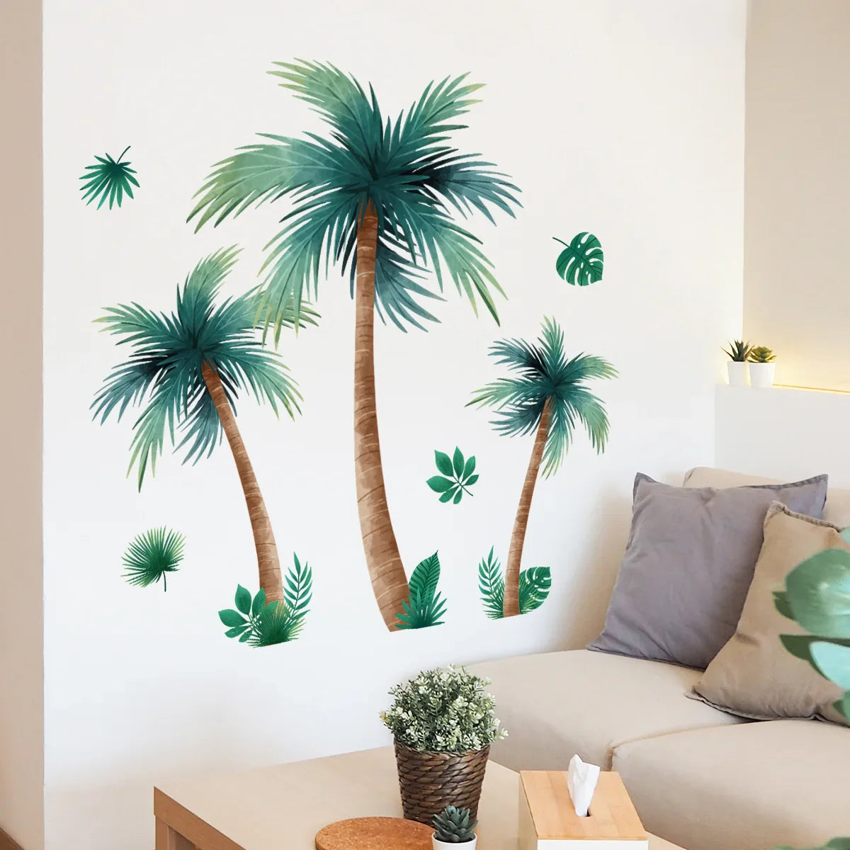 Giant Plant Palm Tree Vinyl Tile Wall Stickers For Bedroom Accessories Wallpaper Wall Decor Room Decor Living Room Decoration