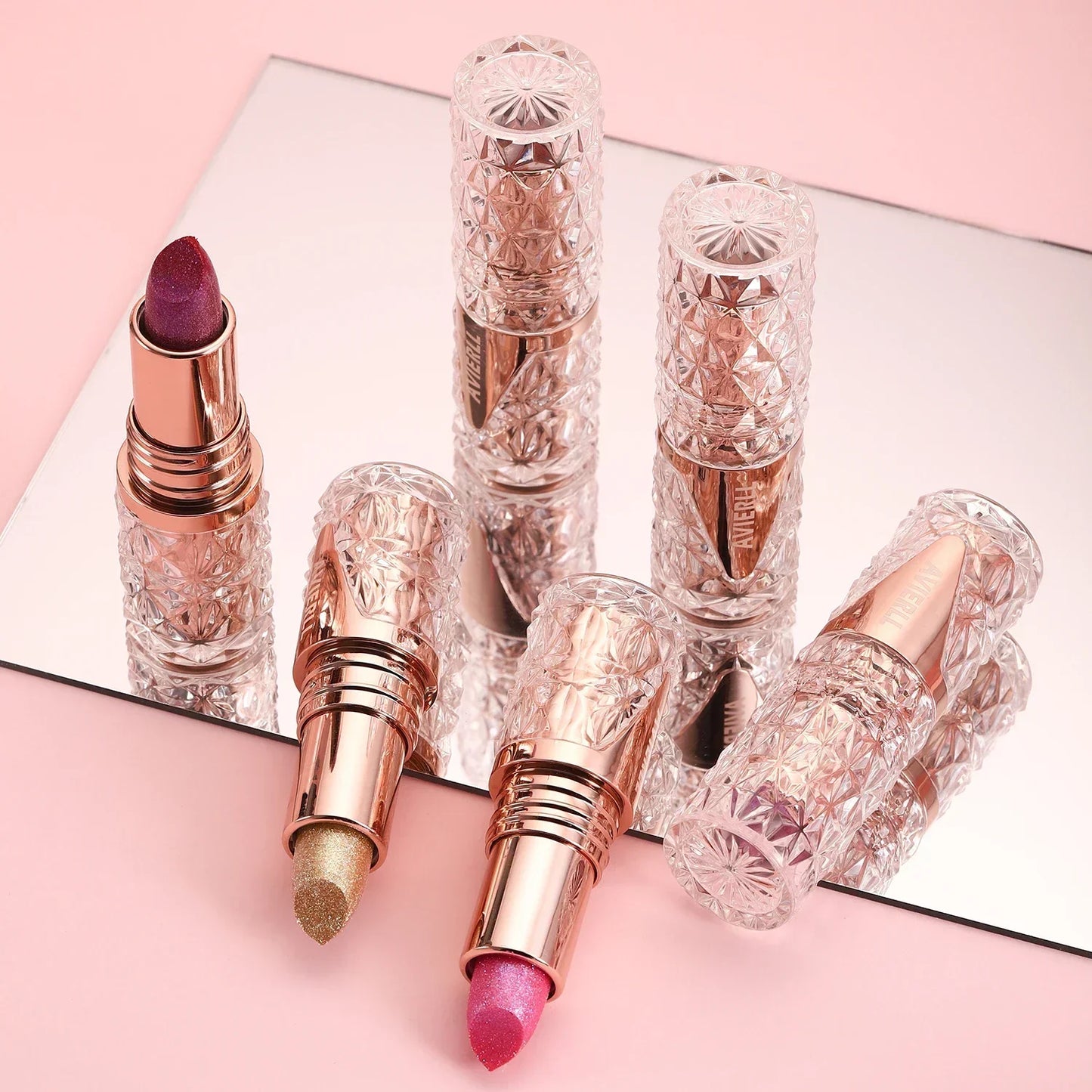 Fine Glitter lipstick, Quicksand Gold Lipstick, Moisturizing Silky Mermaid Girl Pink, Long-Lasting Waterproof Grapefruit Orange