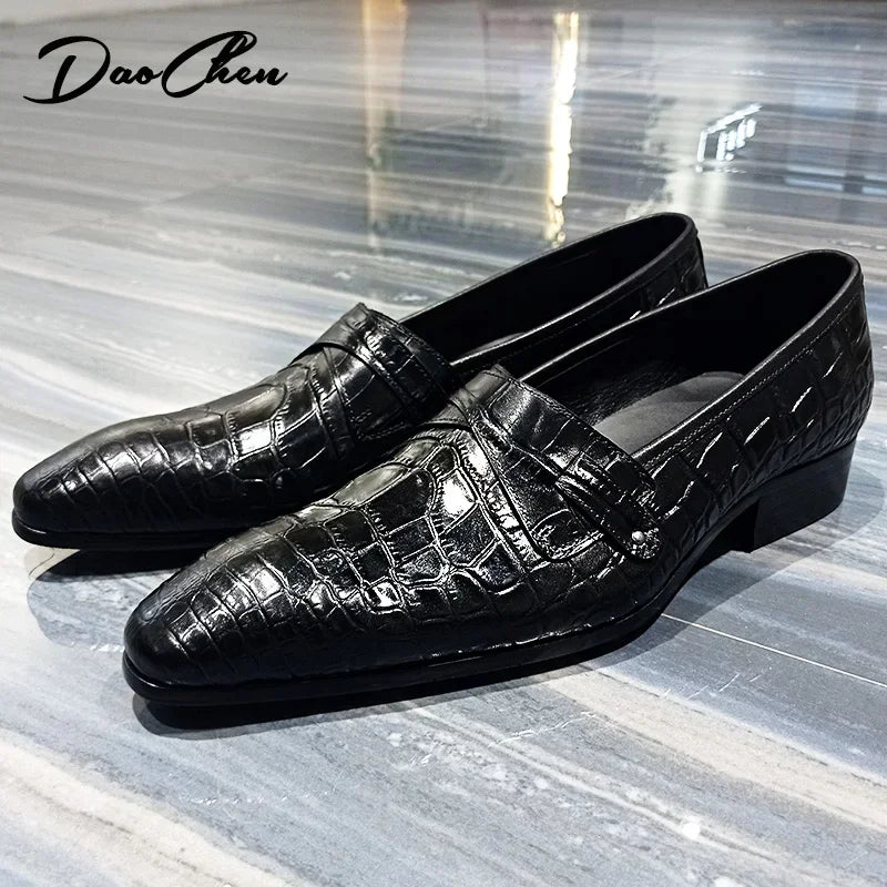 Luxury Snake Print Leather Loafers for Men | Slip-On Casual Dress Shoes | Office, Wedding, and Formal Wear - Premium shoes from Lizard Vigilante - Just $108.88! Shop now at Lizard Vigilante