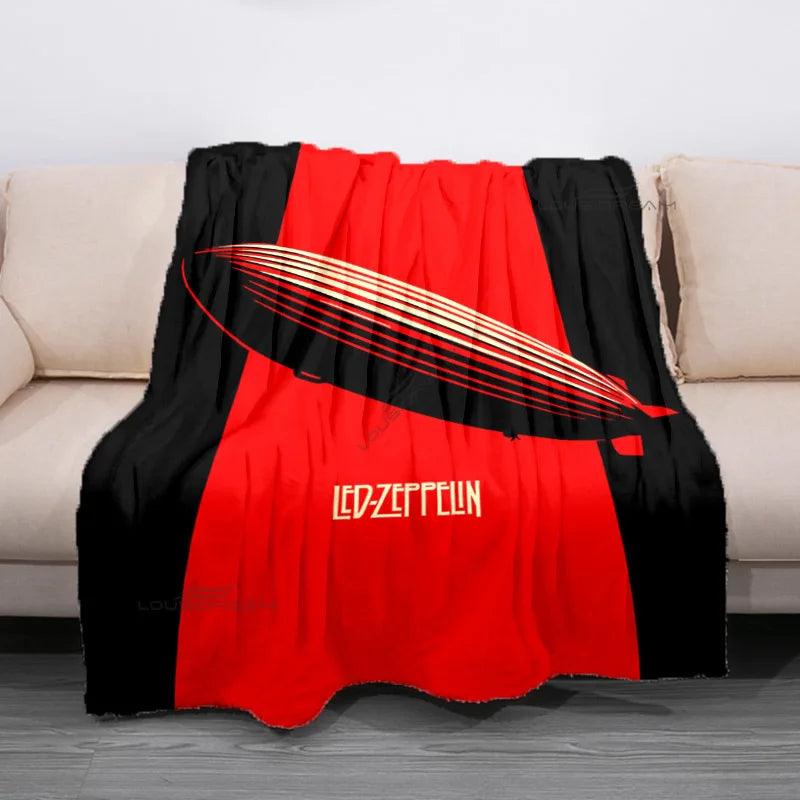 Retro Band Zeppelins Patterns Blanket Led Rock Bank Flannel Blanket Super Soft Sheet Mattresses Cozy Lazy Couch Cover Blanket - Lizard Vigilante