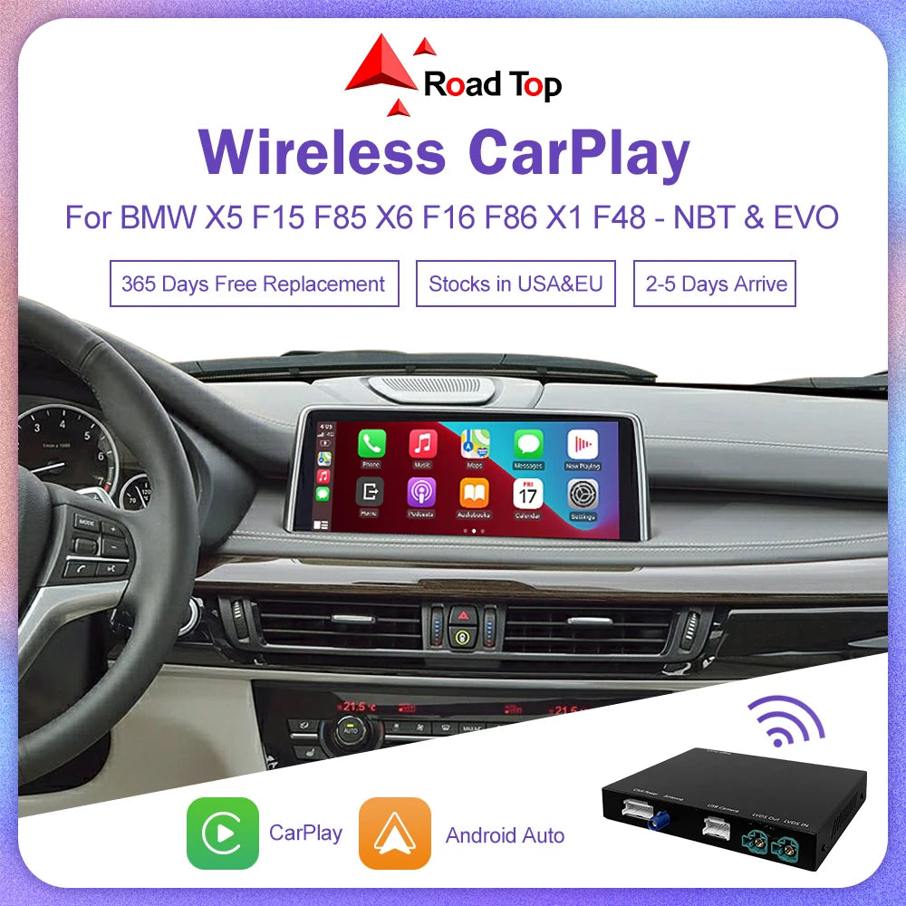 Wireless CarPlay for BMW X5 F15 F85 X6 F16 F86 2014-2020 X1 F48 2016-2020 NBT EVO Android Auto Mirror Link AirPlay USB - Premium  from Lizard Vigilante - Just $443.99! Shop now at Lizard Vigilante