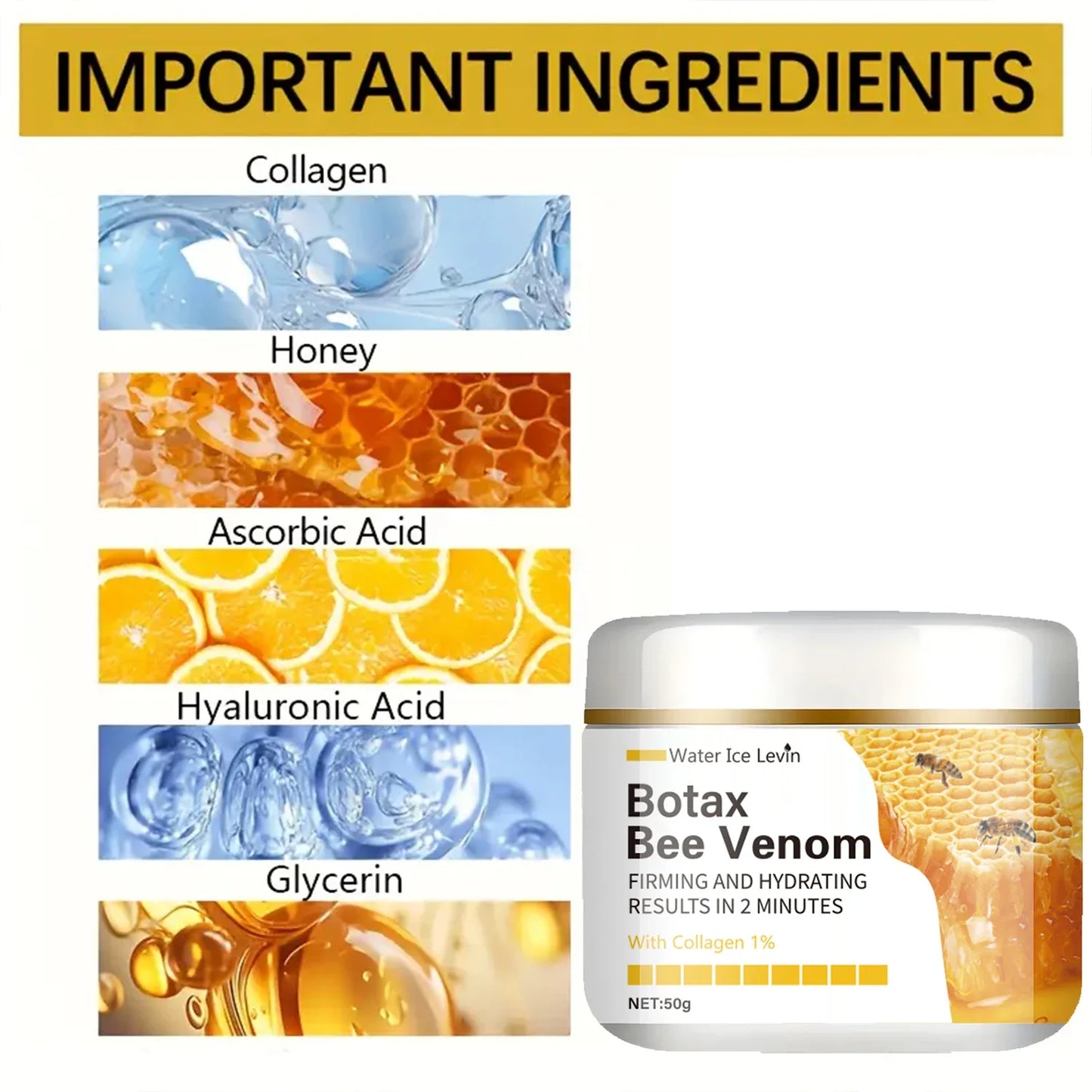 Translucent Collagen Enhancer Smoothes Fine Lines and Wrinkles Within 2 Minutes | All Light Beige Type, Alcohol-Free, Hydroxamic Acid, Injection of Vitamin E, Skin Firming Cream