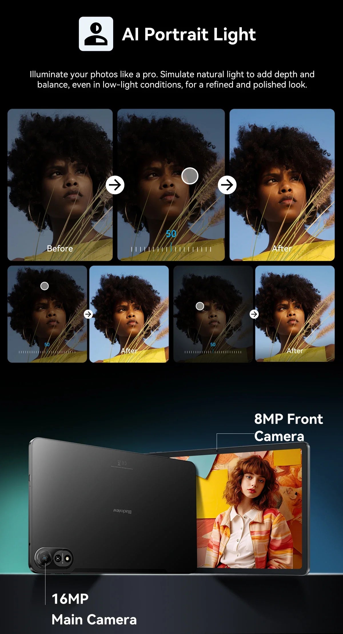 Blackview MEGA 2 Tablets 12 inch 2K Display Widevine L1 24GB(8+16) Android 15 256GB 9000mAh AI Main Camera Pad PC