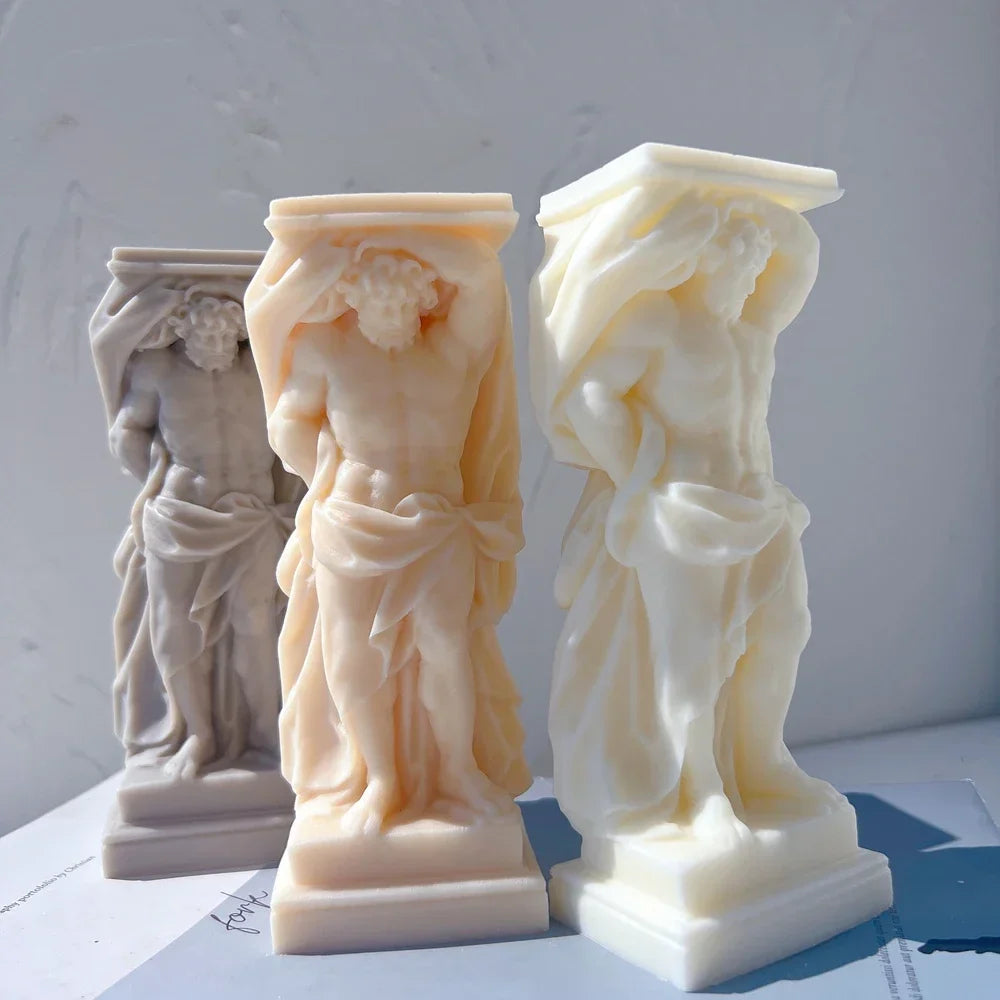 Atlant Statue Silicone Mold Unique Bust Sculpture Soy Wax Candle Mould Greek Mythology Home Decor