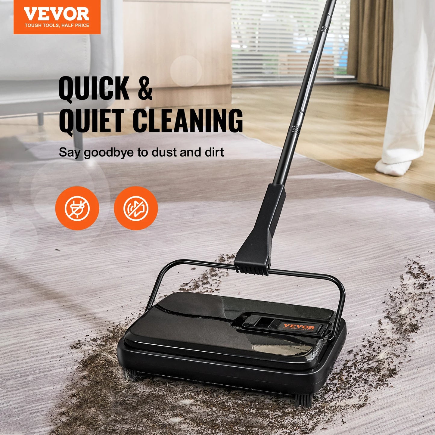 VEVOR Manual Carpet Sweeper – Compact 7.87” Sweeping Path, 300ml Dustbin, and Edge Comb for Home, Rugs, Hardwood, and Wood Floors - Premium  from Lizard Vigilante - Just $52.88! Shop now at Lizard Vigilante