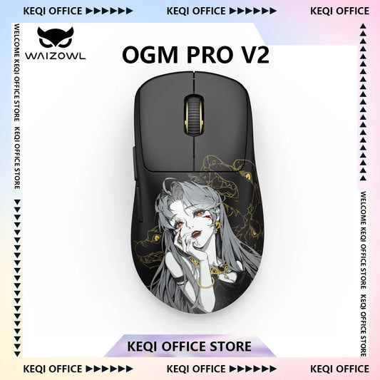 Waizowl OGM Pro V2 Hades Gaming Mouse Customize Wireless Three-Mode Paw3950 30000dpi Lightweight Gaming Mouse E-sports Ergonomic