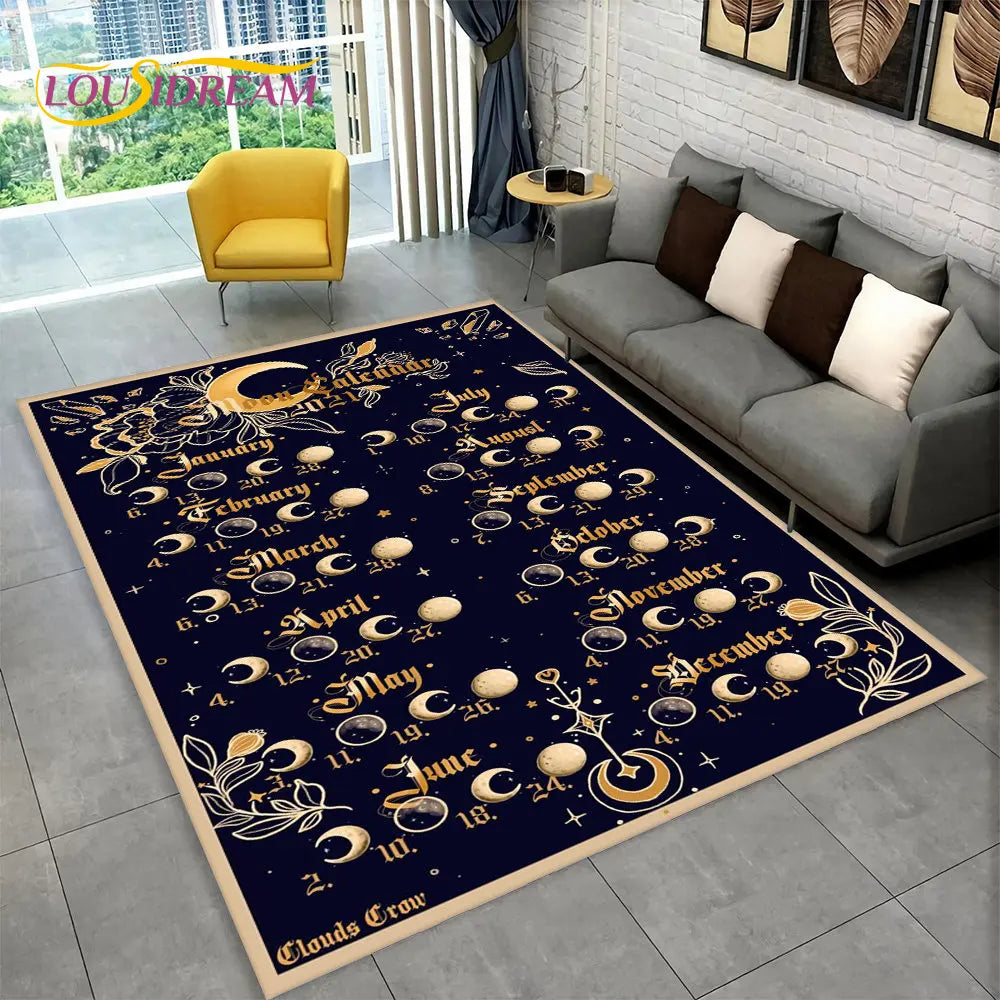 The Witchcraft Gothic Ouija Area Rug: LOUSIDREAM 3D Printed Tarot Carpet for Living Room & Bedroom