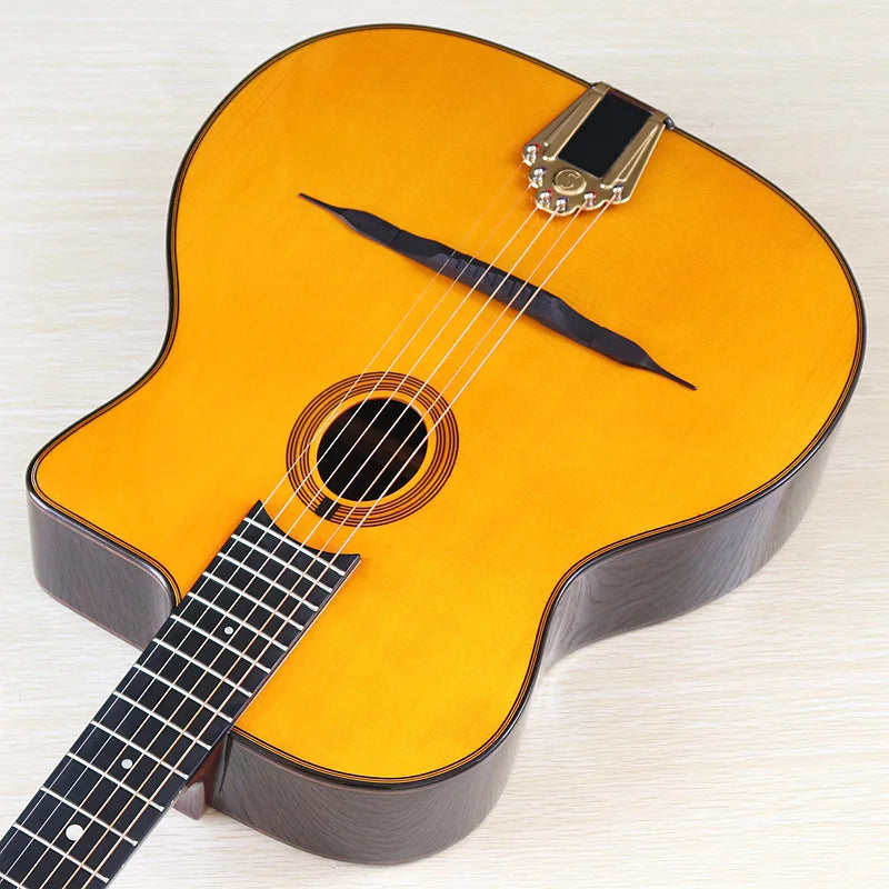 41-Inch Django Spruce Top Gypsy Swing Acoustic Guitar – High Gloss 6-String Folk Guitar with Hickory Fingerboard and Rosewood Back - Premium guitar from Lizard Vigilante - Just $280.99! Shop now at Lizard Vigilante