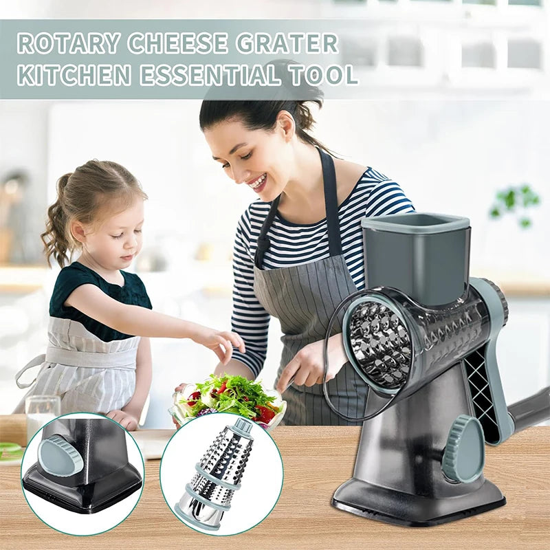 3-in-1 Rotary Cheese Grater - Versatile Manual Vegetable Slicer, Nut Grinder, and Cheese Shredder for Effortless Kitchen Prep - Premium grater from Lizard Vigilante - Just $38.88! Shop now at Lizard Vigilante